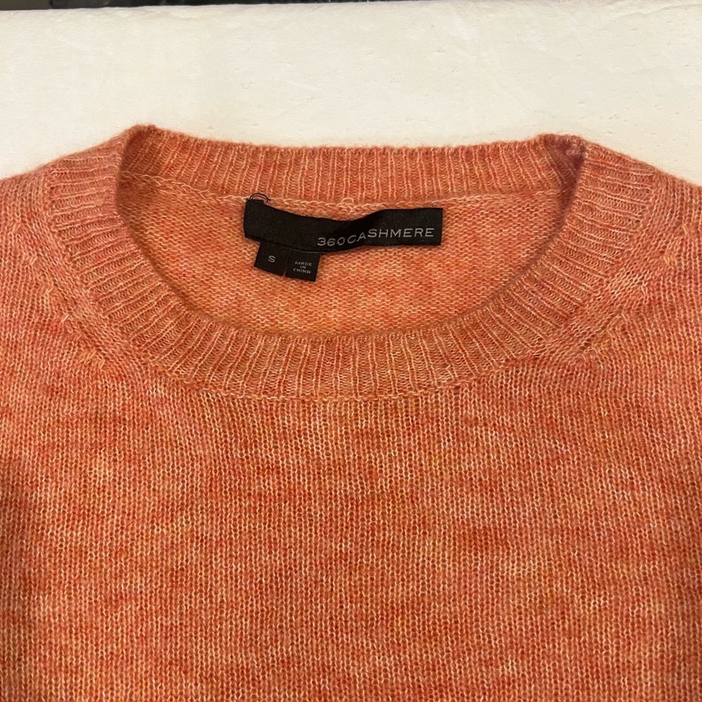 360Cashmere Burnt Orange Cashmere Cotton Crewneck Sweater Size S - Picture 2 of 5